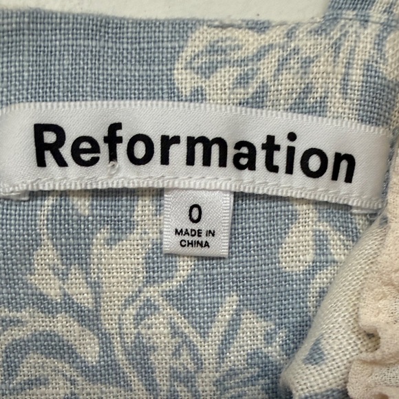 Reformation Blue and Cream Floral Mini Dress - Picture 3 of 7